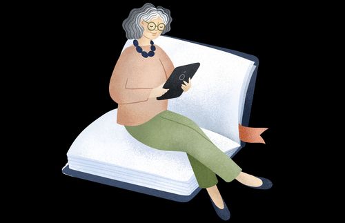 woman reading from a tablet
