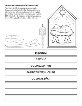 pagină cu activități: Vechiul Testament mă învață despre Isus