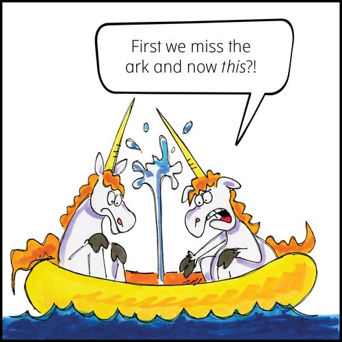 Two unicorns in a leaking raft