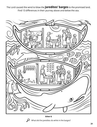 The Jaredite Barges coloring page