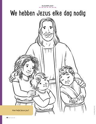 coloring page of Jesus with children