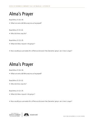 handout, Alma’s Prayer