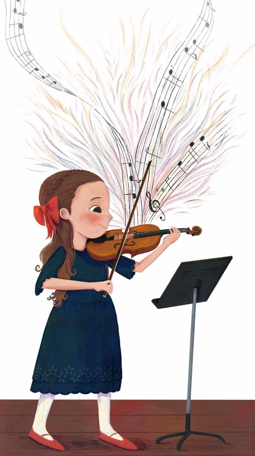 Illustration of a girl playing the violin.