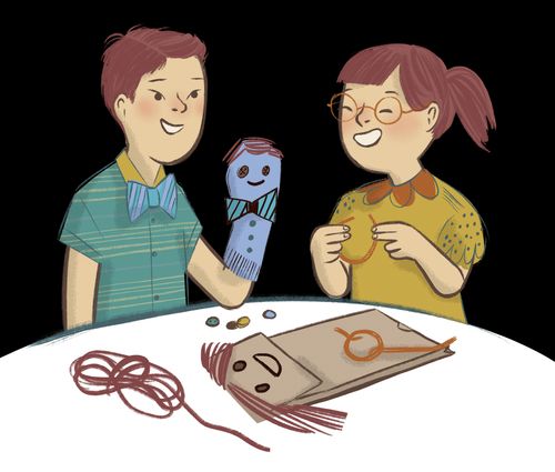 Children making puppets