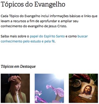 página Tópicos do Evangelho