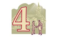 numeral 4 with two people shaking hands