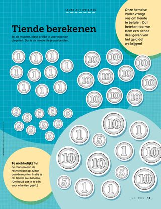 Doe-pagina met munten om te tellen