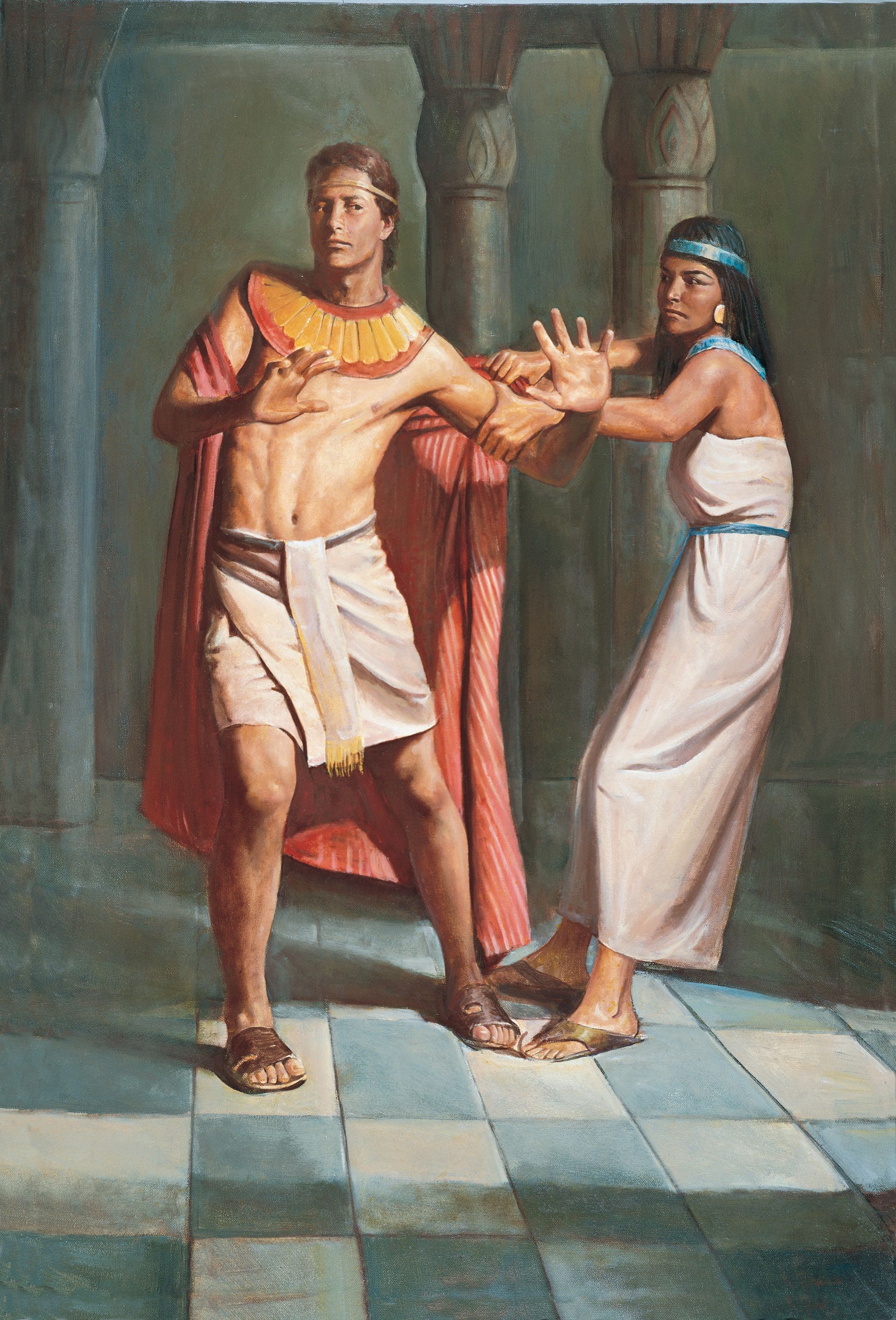 Joseph Resists Potiphar’s Wife (Joseph and Potiphar’s Wife), by Del Parson (62548); GAK 110; GAB 11; Primary manual 6-18; Genesis 39