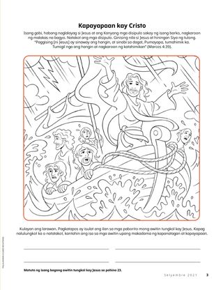 coloring page of Jesus calming the storm