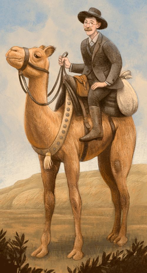man riding a camel