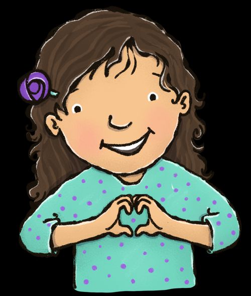 girl holding up hands in heart shape