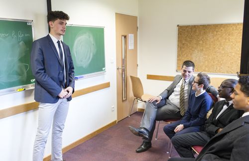 young man and leader in Church class