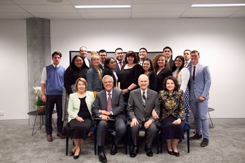 Young adults in Australia with President and Sister Nelson