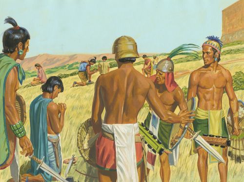 Lamanites putting down weapons