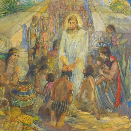 Jesus Christ visiting the Nephites