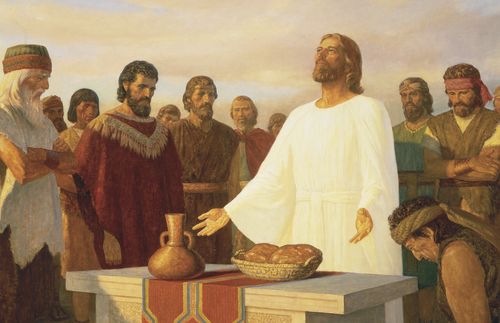 Jesus Christ instituting the sacrament among the people in the Americas