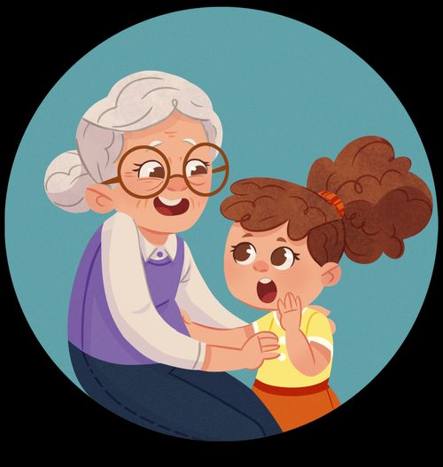 girl sitting with her grandma