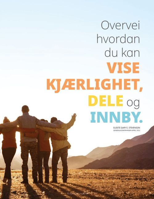 plakat av en kjede av mennesker som ser utover et landskap