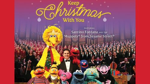 Cover image for Keep Christmas With You featuring Santino Fontana  and the Muppets from Sesame Street.  For website use.
