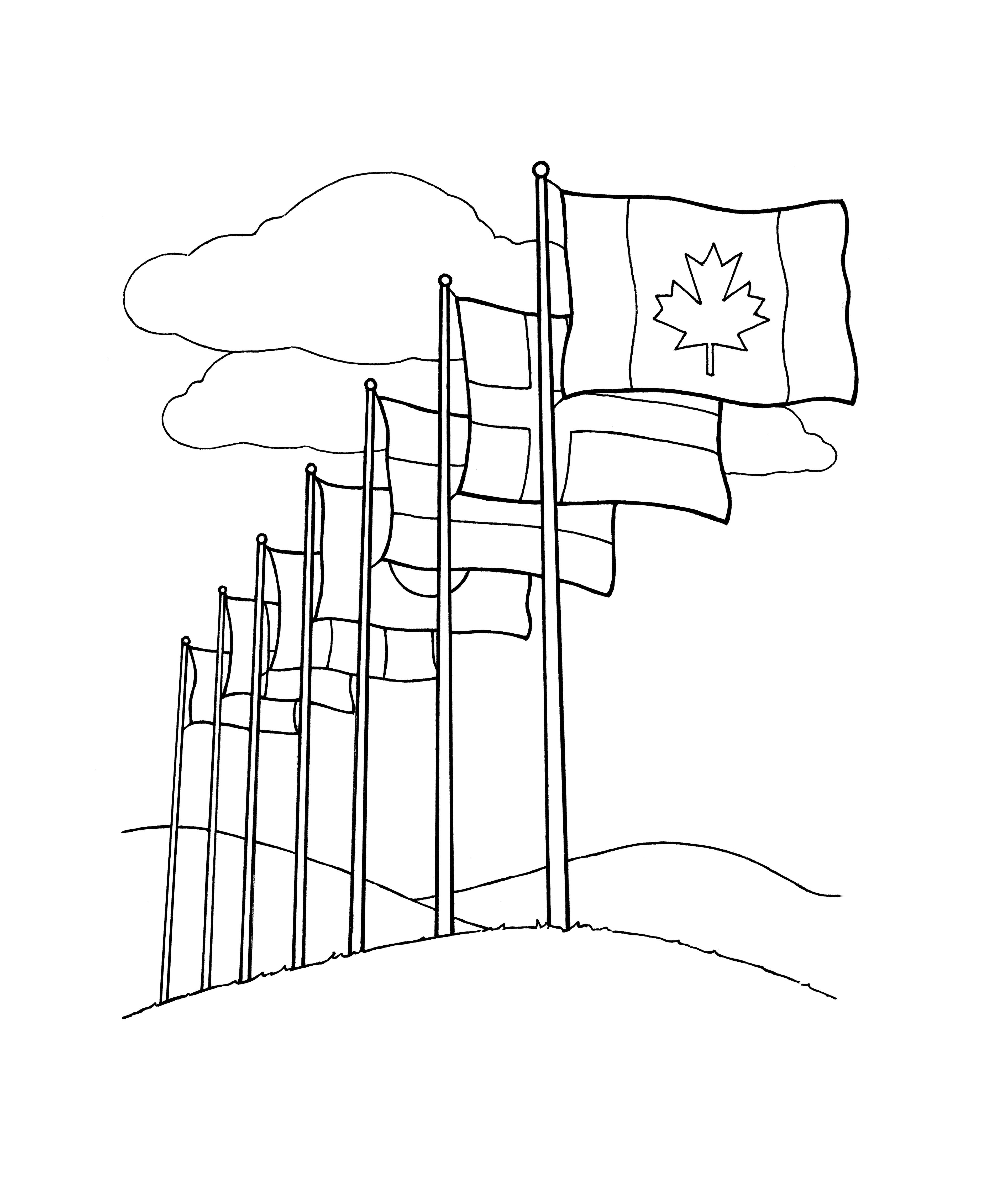 An illustration of the twelfth article of faith—“Laws” (the flags of various countries).