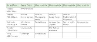 YSA gathering place sample schedule 2