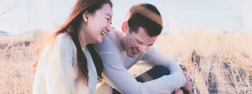 couple laughing together