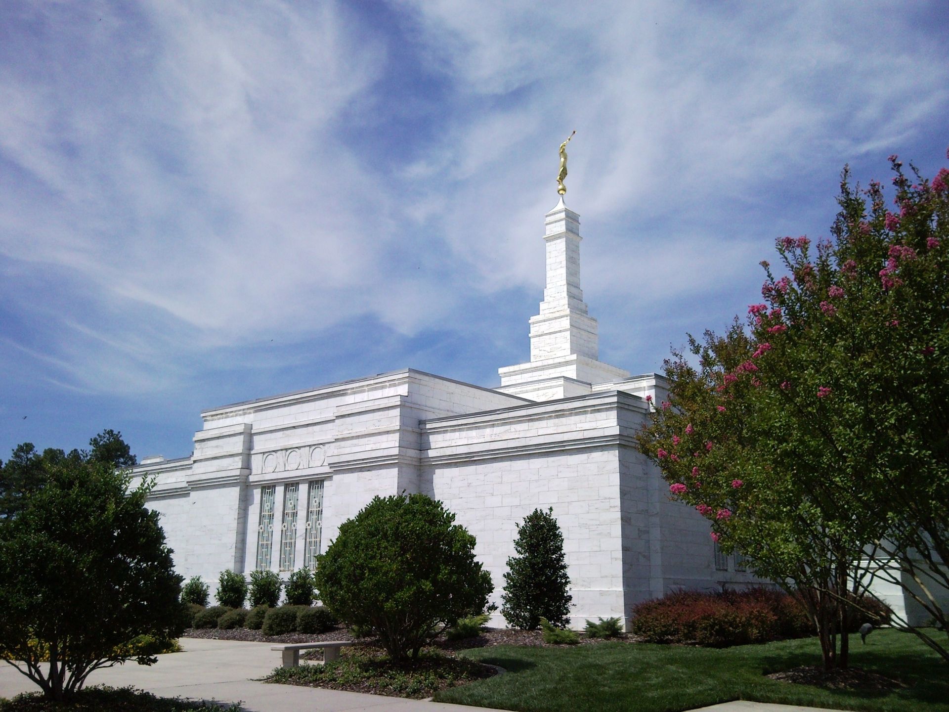 The Raleigh North Carolina Temple side view, including the grounds.