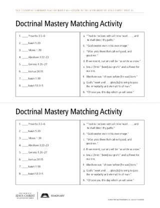 doctrinal mastery matching activity