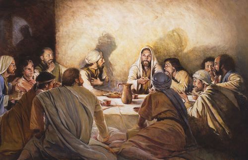 Jesucristo con Sus apóstoles durante la Última Cena