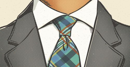Illustration of a young man wearing a suit and tie.
