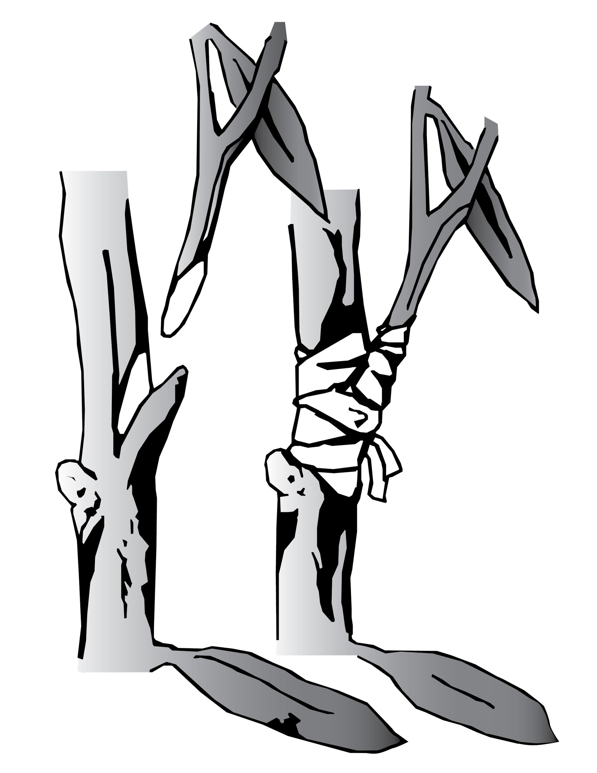 An illustration demonstrating the grafting of a branch into a tree.