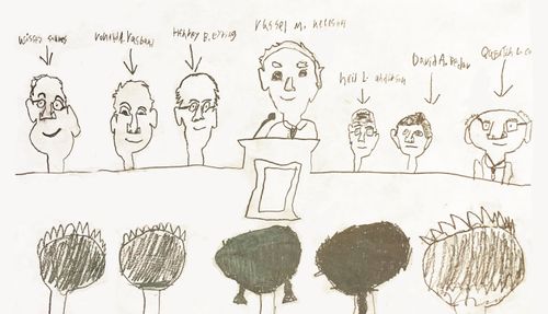 Child’s drawaing of general conference speakers