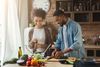 Happy couple cooking