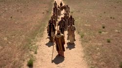 Saul takes his journey to Damascus. While on the road, Jesus appears to Saul.