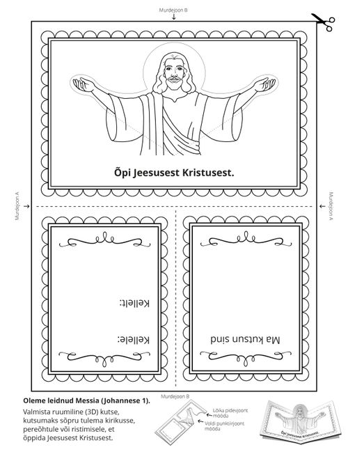 tegevusleht: õppige Jeesusest Kristusest