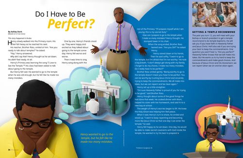 Story PDF with images of boy thinking about the temple