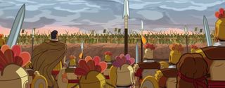 Nephite army watches the Lamanite army