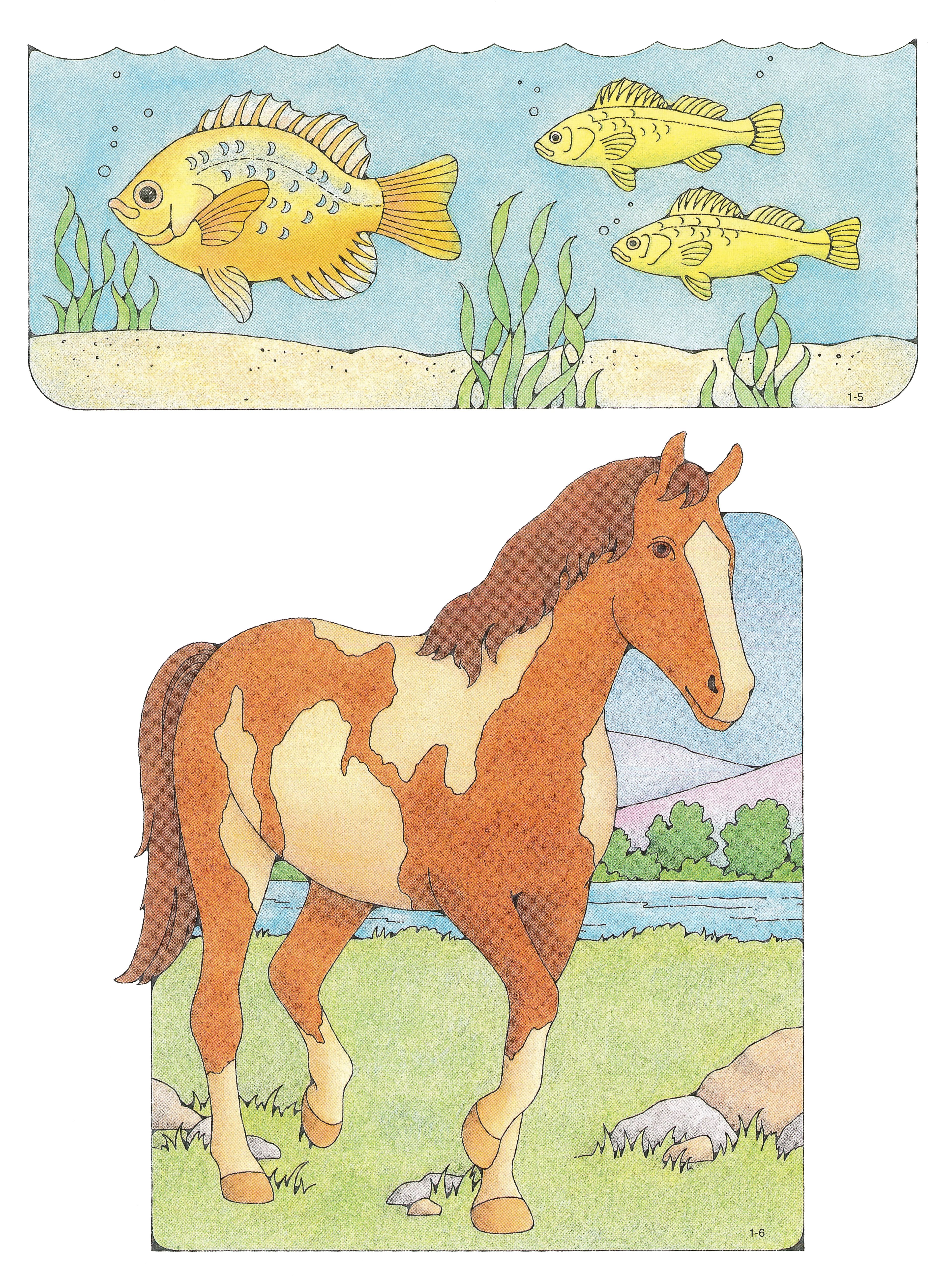 Primary 1: I Am a Child of God Cutouts 1-5, Fish; 1-6, Horse.