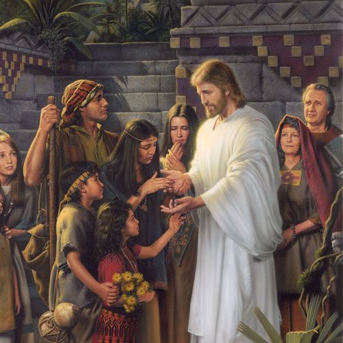 Jesus Christ showing His hand to the Nephites