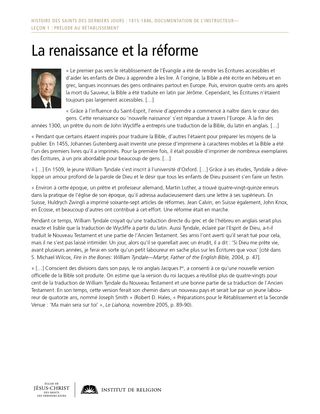 Document à distribuer : La Renaissance et la Réforme