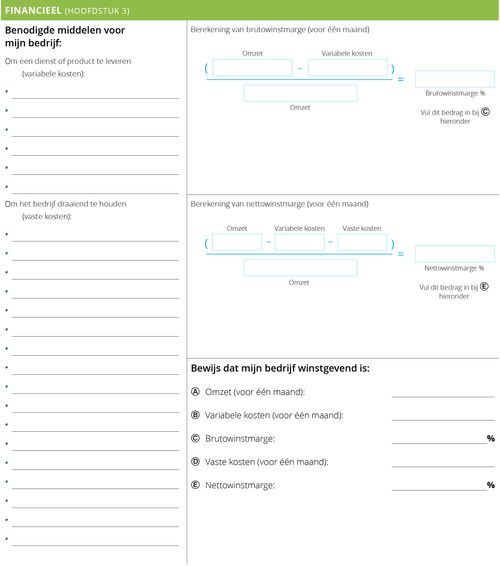 Persoonlijke bedrijfsplanner: Financiën