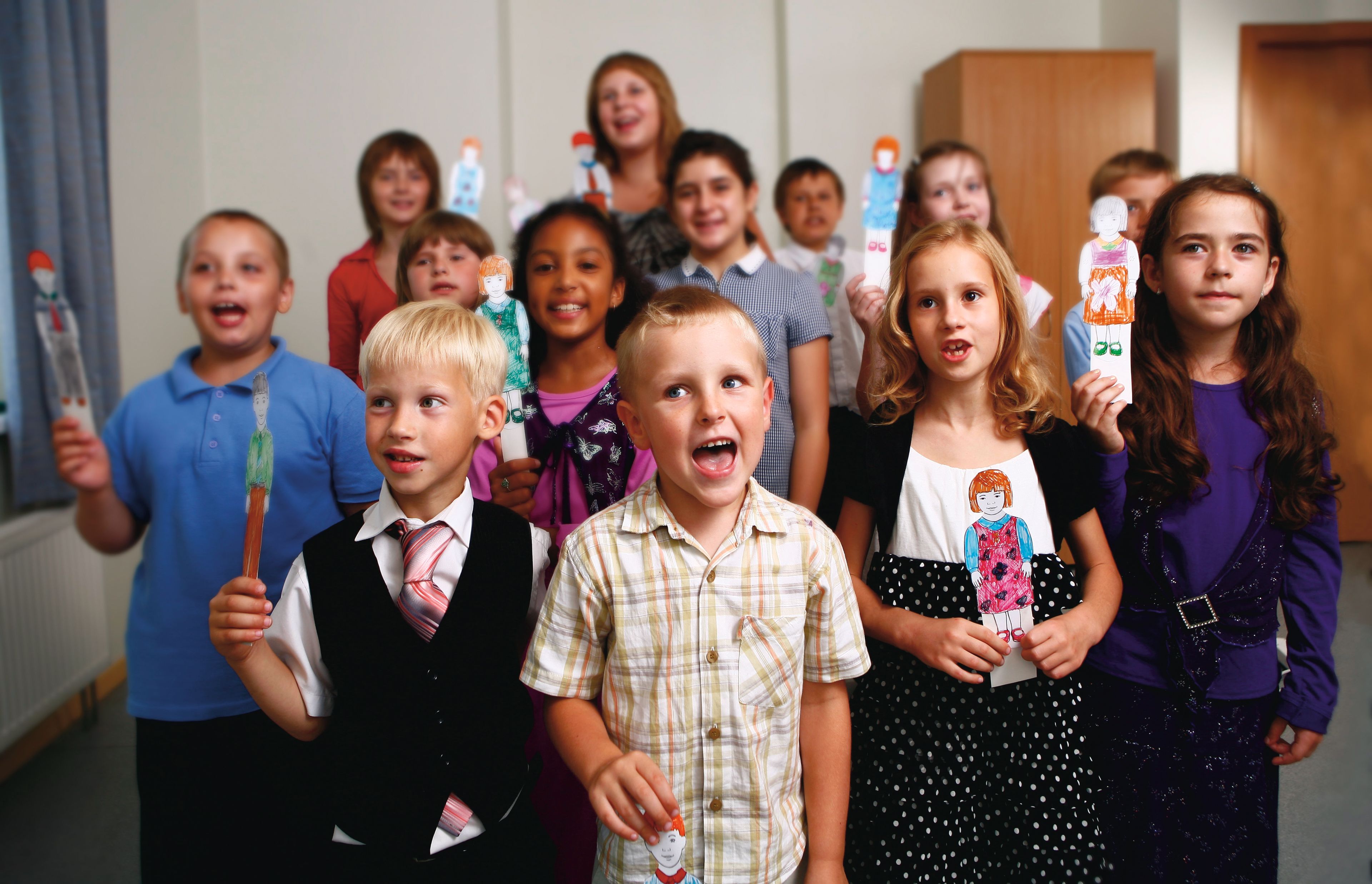 A Primary class sings together during singing time.