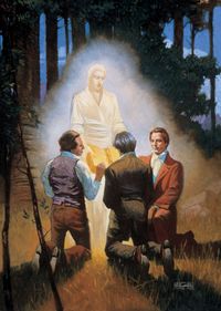 Moroni showing golden plates to witnesses