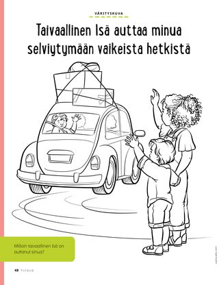 coloring page of boy waving while friend drives away