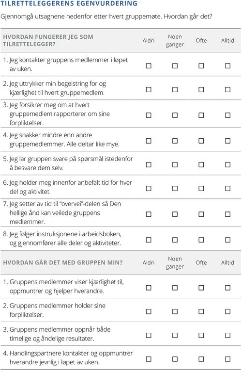 Tilretteleggerens egenvurdering