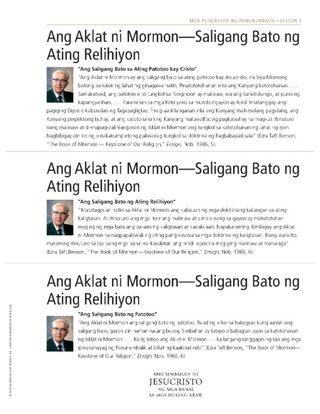 handout, Saligang Bato ng Ating Relihiyon