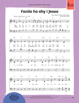 Page from the January 2023 Friend Magazine. I can Play it!: Jesus is My True Light