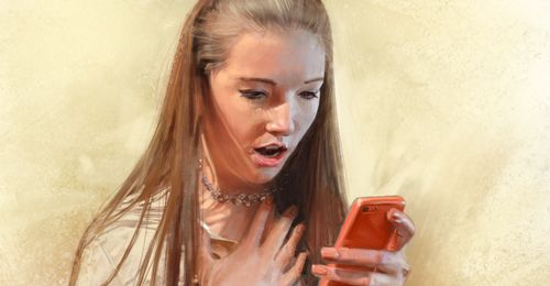young woman looking at phone