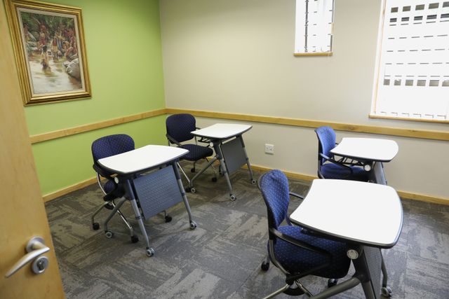 Photos of working and eating areas inside the South Africa Missionary Training Center