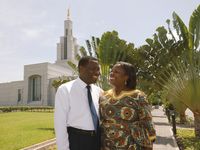 couple with temple in background